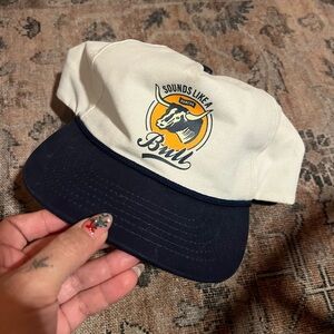 Bull Logo Cap in Cream and Navy